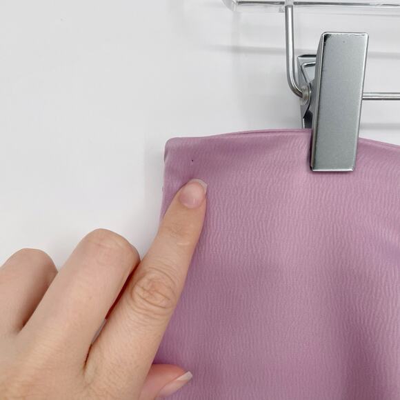 WAYF Women's Large Wide Leg Satin Trousers Pants Lavender Purple Stretch New - Picture 8 of 8